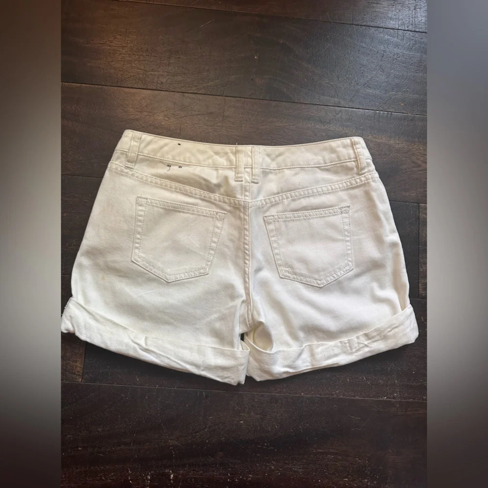 White Midrise Stretchy Denim Shorts